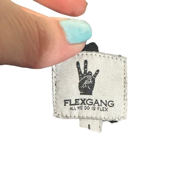 Flex Gang Black Logo Graphic Loose Fit Long Sleeve Pullover Sweatshirt Men Sz L - Picture 9 of 9